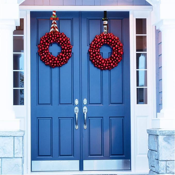 2 Pack Metal Wreath Hanger，13.78IN Wreath Hanger for Front Door Christmas Wreath Decoration，Wreath Hooks for Front Door…