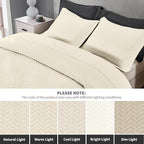 Maple&Stone Quilt Set Twin/Twin XL, Lightweight Off-White Bedspread Ultrasonic Chevron Pattern Light Coverlet for All Season Comforter Bedding Decor - 2 Piece Twin Extra Long Bed Cover Sets