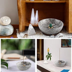 Koville Moroccan Natural Marble Incense Holder, 5inch Incense Holders for Sticks, Sturdy Incense Burner Ash Catcher, Ideal for Meditation, Relaxing, Easy to Clean(Gris Lido)
