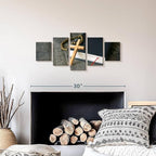Elephant Stock Cross Canvas - 5 Panel Christian Pictures Decor - Canvas Print Wall Decor - Christian Cross Wall Art - 29" X 12"