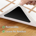 Songrey Rug Tape Rug Corner Grippers 28PCS, Reusable Double-Sided Carpet Tape to Hold Area Rugs Down, Non Slip Rug Pads Gripper for Hardwood Floors No Damage