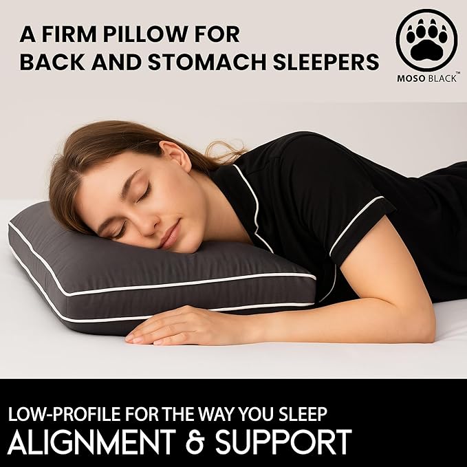 King Size Cooling Pillow - 100% Viscose Made from Bamboo Infused with Charcoal - Eco-Friendly Firm Bed Pillows for Back and Stomach Sleepers - Hypoallergenic Comfort for Spinal Alignment (Charcoal)