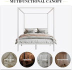 SHA CERLIN Canopy Bed Frame Full Size/Mattress Foundation with Metal Slats Support/No Box Spring Needed/Easy Assembly/White
