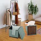Storage Ottoman, Ottoman with Storage for Living Room Square Ottoman with Tray Lid Bedroom Storage Footstool Cube Small Ottomans Foot Rest Stool with Legs Foldable Faxu Leather 15" Inches