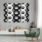 VUMIVI Pet Paws Tapestry Cute Puppy Kitten Black White Animal Paws Modern Funny Art Tapestry Wall Hanging for Living Room Bedroom Dorm Classroom Aesthetic Decor W80xL60in