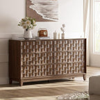 COLAMY Fluted Dresser for Bedroom, 6 Drawer Wood Dresser 55”, Chest of Drawers with Large Storage, Metal Handles, Modern TV Stand for Living Room, Hallway, Walnut