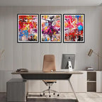 Novatique Graffiti Wall Art for Living Room Banksy Wall Art Colorful Dance Painting Print Framed Ready to Hang,16" x 24" x 3pcs