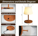Waterproof Rechargeable Table Lamp - Portable Cordless Desk Lamp with 8 RGB Colors,4000mAh Outdoor Stepless Dimmable LED Night Light for Bedroom, Living Room,Camping Restaurant,Office (Wood Grain)