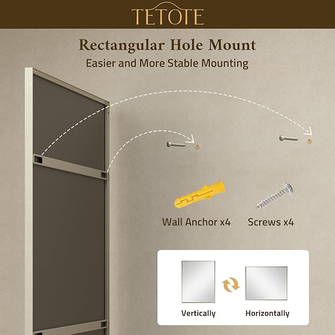 TETOTE Bathroom Mirror for Over Sink Brushed Nickel Beveled Frame 42" x 36" Rectangle Bathroom Vanity Wall Mirror, Tempered Glass, Stronger Frame, Modern Farmhouse Bedroom, Entryway, Living Room