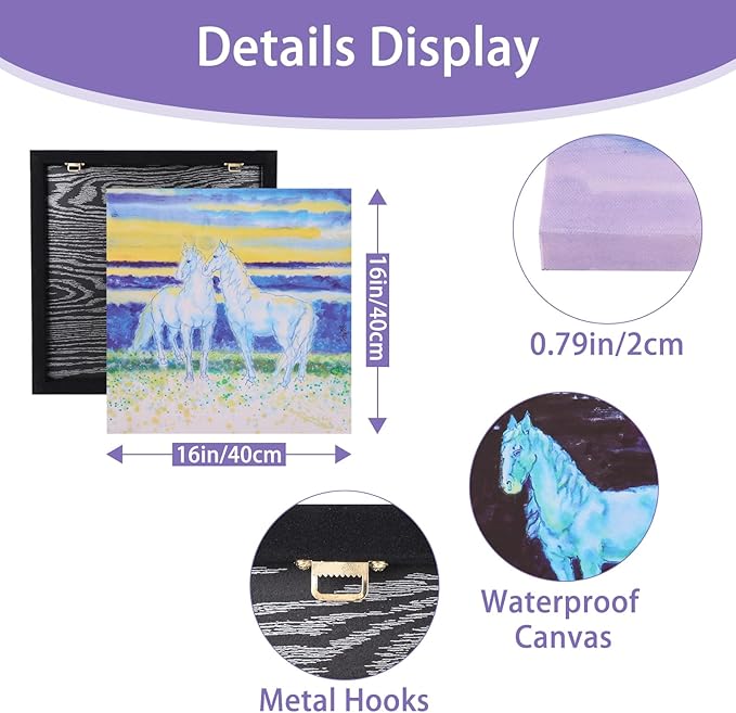 Charouse 3 Pieces Framed Wall Decor Painting Modern Nordic Bohemian Fantasy Artistic Wall Art for Living Room Bedroom Home Offices Horse Dawn Meadow Christmas Wall Decor 16 * 16 Inch
