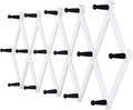 Dseap Accordian Wall Hanger: 16” High Wooden Wall Expandable Coat Rack, Hat Rack Holder, Accordion Hook for Baseball Caps, Coats, Mugs, 16 Peg Hooks, White & Black
