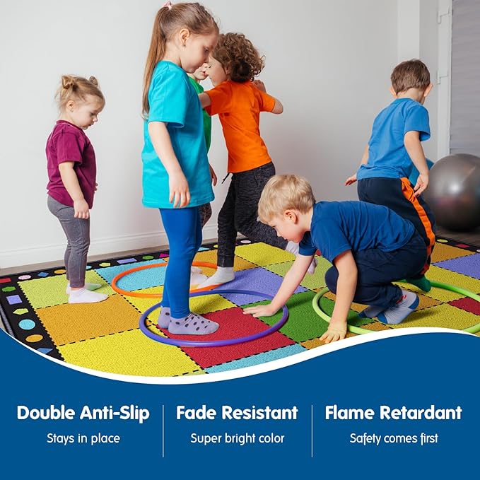 Booooom Jackson Classroom Rug 7.5x13ft Large Classroom Carpet Elementary Suitable for Rainbow or Colorful Classroom Theme