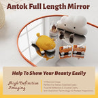 Antok Full Length Mirror, 58"x18" Floor Mirror, Arched Floor Standing Freestanding Arch Full Body Mirrors with Stand for Bedroom, Hanging Mounted for Living Room Cloakroom,Orange