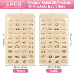 Hanging Jewelry Organizer for Closet with Swiveling Hanger, 17 x 30 In, 80 Clear Pockets Jewelry Organizer Hanging for Jewelries, Earrings, Accessories (Beige) (3, Beige)