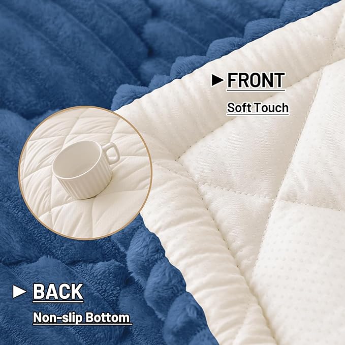Smiry Pet Couch Cover for Dogs Washable, Non-Slip Fuzzy Couch Covers for 3 Cushion Sofa Pet Friendly, Soft Thick Furniture Protector Sofa Slipcover Mat for Dogs (Navy, 27.6" x 88")