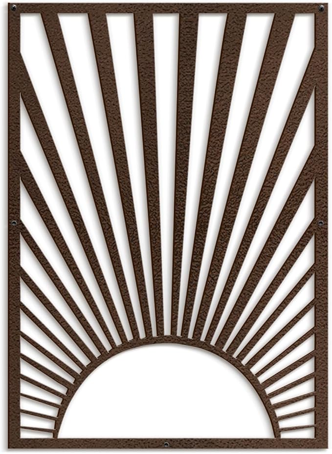 SIGNLEADER Metal Wall Art Decor Bronze Shining Sun Minimalist Modern Abstract Wall Sculpture Hangings Home Decoration for Living Room, Bedroom, Bathroom, Kitchen, Outdoor - 18" Bronze