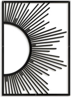 SIGNLEADER Metal Wall Art Decor Shining Sun Minimalist Modern Abstract Wall Sculpture Hangings Home Decoration for Living Room, Bedroom, Bathroom, Kitchen, Outdoor - 24" Black