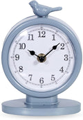 Mantel Clock, Classic Vintage Clocks and Decorative Shelf Decor, Silent Analog Desk Clocks with Light Vintage Metal Table Clock for Living Room Shelf Bedside Home Decor (Bright Blue)