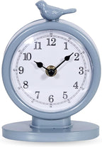 Mantel Clock, Classic Vintage Clocks and Decorative Shelf Decor, Silent Analog Desk Clocks with Light Vintage Metal Table Clock for Living Room Shelf Bedside Home Decor (Bright Blue)