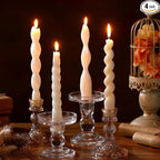 Nuanchu 4 Pcs 7.87 Inch Twisted Taper Candles Wax Unscented Smokeless Spiral Swirl Candlesticks for Wedding Holiday Dinner Party Home Decorations(White)