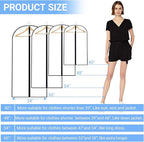 Garment Bags for Hanging Clothes 24'' x 48'' (Set of 12) Coat Covers for Closet Foldable Washable Dress Bags for Hanging Clothes for Long Dress Dance Costumes Suits Gowns Coats