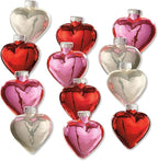 Lillian Vernon Shiny Glass Hearts Valentines Ornaments - 12 Piece Set, Blown Glass, Handcrafted Hanging Tree Decorations, Valentine's Day Holiday & Party Decor, 2" Tall Heart, Red, White & Pink