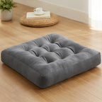 Meditation Floor Pillow Set of 6, Square Large Pillows Seating for Adults, Meditation Cushion Pillow,Tufted Corduroy Cushion for Tatami Living Room or Yoga, Light Gray, 22x23 Inch