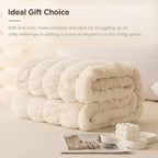 Sophia & William Ruched Faux Fur Throw Blanket for Couch - Luxury Lightweight Plush Fuzzy Cozy Soft Blankets, Cream, 50" x 60"