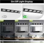 OKELI 5-Light Bathroom Vanity Light Black Modern LED Vanity Light Over Mirror Dimmable Mirror Front Lamp with 350° Adjustable Lamp Head ETL Listed 36W 6000K Cold White