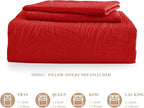 Exclusivo Mezcla Twin Quilt Bedding Set, Lightweight Red Quilts Twin Size for All Seasons, Soft Microfiber Bedspreads Coverlets Bed Cover with Leaf Pattern, 2 Piece