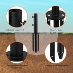 Patio Umbrella Stand Base, In-Ground Umbrella Holder, Grass Umbrella Ground Stake, Removable Inground Umbrella Stand Anchor with 3 Spike,DIY Umbrella Stand Parts for Deck,Lawn,Beach,Table