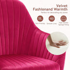 Warmiehomy Velvet Desk Chair for Home Office, Modern Adjustable Swivel Task Chair, Women Vanity Chairs with Arm Rest for Bedroom Dressing Room, Barbie Pink
