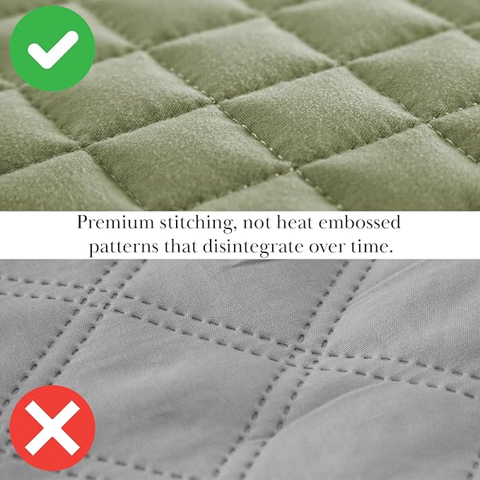 Southshore Fine Living, Inc. Oversized King Quilt Bedding Set, Pet Hair Resistant Bedding, Microfiber Lightweight Bedspread, California King Coverlet Set w/2 Pillow Shams, Sage Green Quilt