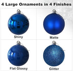 Royal Blue 4.0" Large Christmas Balls - Christmas Tree Decoration Ornaments Shatterproof Hanging Balls for Birthday Halloween Holiday Wedding Decorations Set of 4pcs