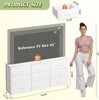 WLIVE 54''W Dresser for Bedroom, White Dresser TV Stand for 55, 60, 65 inch TV, Wide Chest of Drawers with 9 Drawer, Large Entertainment Center, Fabric Dressers with Wood Top for Closet, Living Room