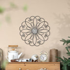 YiLifebes Metal Flower Wall Decor, 18”x18” Metal Floral Scroll Wall Art, Iron Wall Decoration Sculpture for Living Room Bedroom Bathroom Outdoor Garden, (Flower A)
