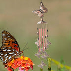 Butterfly Wind Chimes Brass, Sympathy Wind Chimes Outdoor Gifts for Mom Gift Garden Windchimes Decorations Outdoor Patio Decorations with S Hook Indoor and Outdoor.