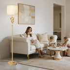 Scenekoy Sculptural 65.5” Floor Lamp for Living Room Bedroom, Gold Leaf Finish & Resin Body, Pull Chains Switch Standing Lamp, Brightness Adjustable Corner Lamp with Bulb Prefer for Home Office Bar