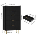 GarveeHome 5 Drawers Dresser for Bedroom, Fluted Dresser Chest of Drawers with Handle, Wood Modern Dressers for Closet, Bedroom Furniture Storage Organizer for Living Room, Hallway
