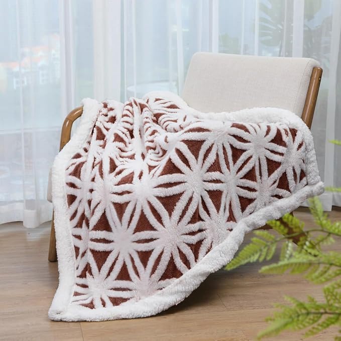 LOMAO Sherpa Fleece Blanket Fuzzy Soft Throw Blanket Dual Sided Blanket for Couch Sofa Bed (Brown, 60''x80'')