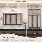 Keonjinn Black Framed Mirror for Bathroom 48 x 30 Inch Large Matte Black Bathroom Mirror Rectangle Wall Mirror Square Corner Metal Frame Farmhouse Bathroom Mirror for Over Sink(Horizontal/Vertical)