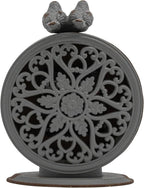 Creative Co-Op Grey Pewter Mantel Clock with Birds