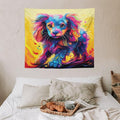 VUMIVI Colorful Cute Dog Tapestry Rainbow-Hued Oil Painting Pet-Themed Abstract Art Print Tapestry Wall Hanging for Living Room Bedroom Dorm Classroom Aesthetic Decor W60xL50in