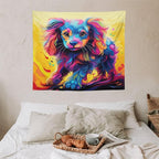 VUMIVI Colorful Cute Dog Tapestry Rainbow-Hued Oil Painting Pet-Themed Abstract Art Print Tapestry Wall Hanging for Living Room Bedroom Dorm Classroom Aesthetic Decor W60xL50in