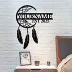 Personalized Dream Catcher Metal Wall Art - Custom Name Iron Sign for Home Decor, 8-30 Inch Black (Style B)
