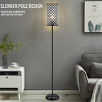 GyroVu Crystal Floor Lamp, Modern Standing Lamp with Elegant Shade Black Floor Lamp with On/Off Foot Switch,Tall Pole Accent Lighting for Living Room, Girl Bedroom, Dresser, Office