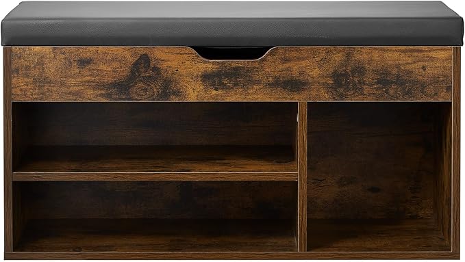VEVOR Shoe Storage Bench with Padded Cushion, Entryway Bench with Hidden Storage, Holds up to 300 lbs, 31.7 x 12.0 x 17.5 Inches, for Entryway, Hallway, Living Room, Bedroom