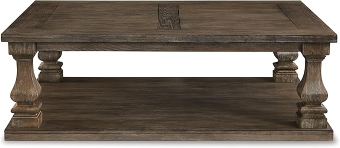Signature Design by Ashley Johnelle Farmhouse Coffee Table with Weathered Gray Finish, Gray