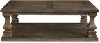Signature Design by Ashley Johnelle Farmhouse Coffee Table with Weathered Gray Finish, Gray