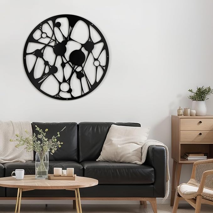 SIGNLEADER Metal Wall Art Decor Abstract Geometric Minimalist Modern Abstract Wall Sculpture Hangings Home Decoration for Living Room, Bedroom, Kitchen, Bathroom, Outdoor - 24" Black